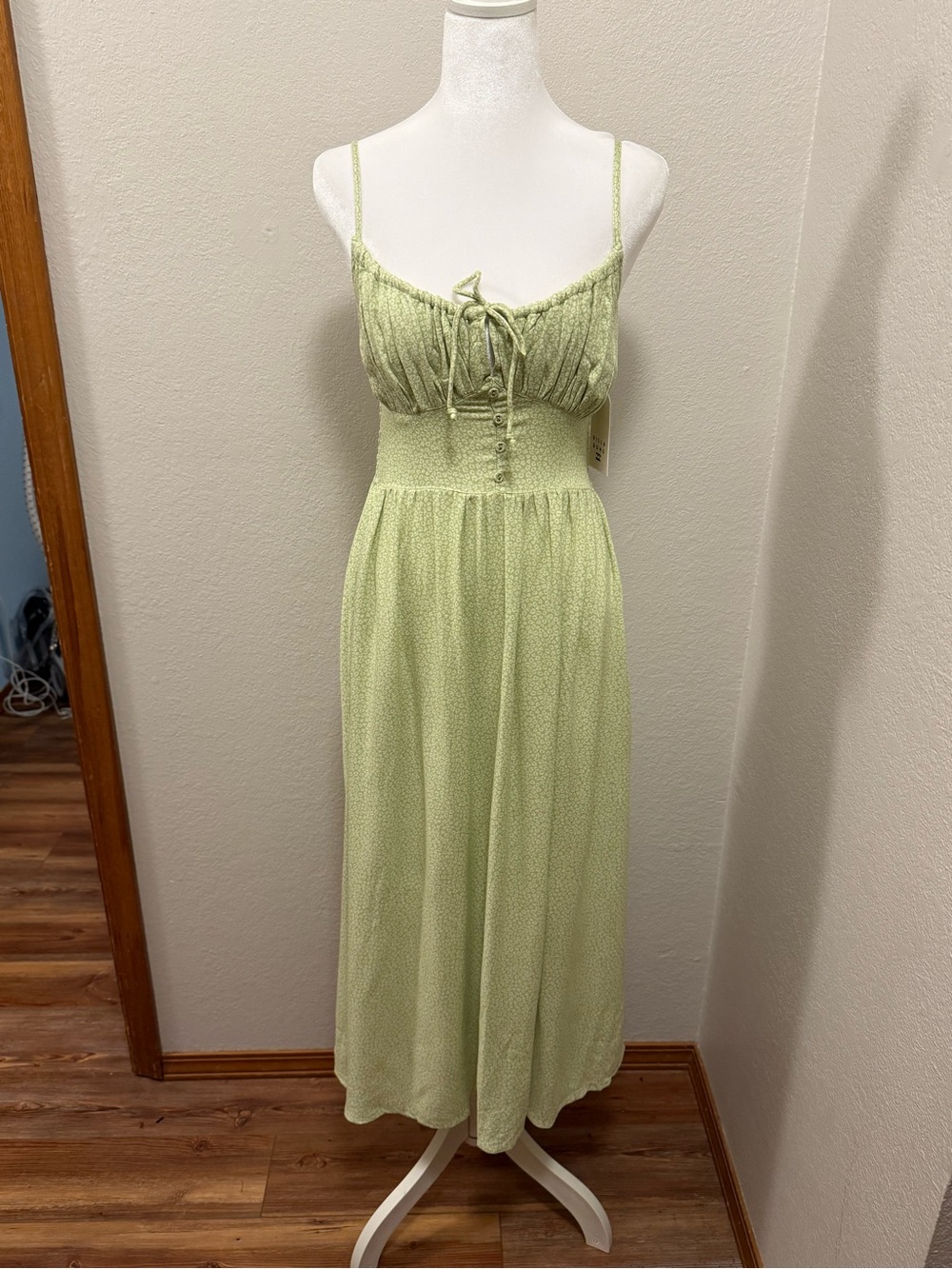 Billabong Light Green Maxi Dress with Tie Front
